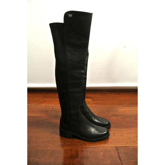 New, Stuart Weitzman Alina City Leather Over-The-Knee Boots Black Size 5.5 #B30 - Picture 6 of 9
